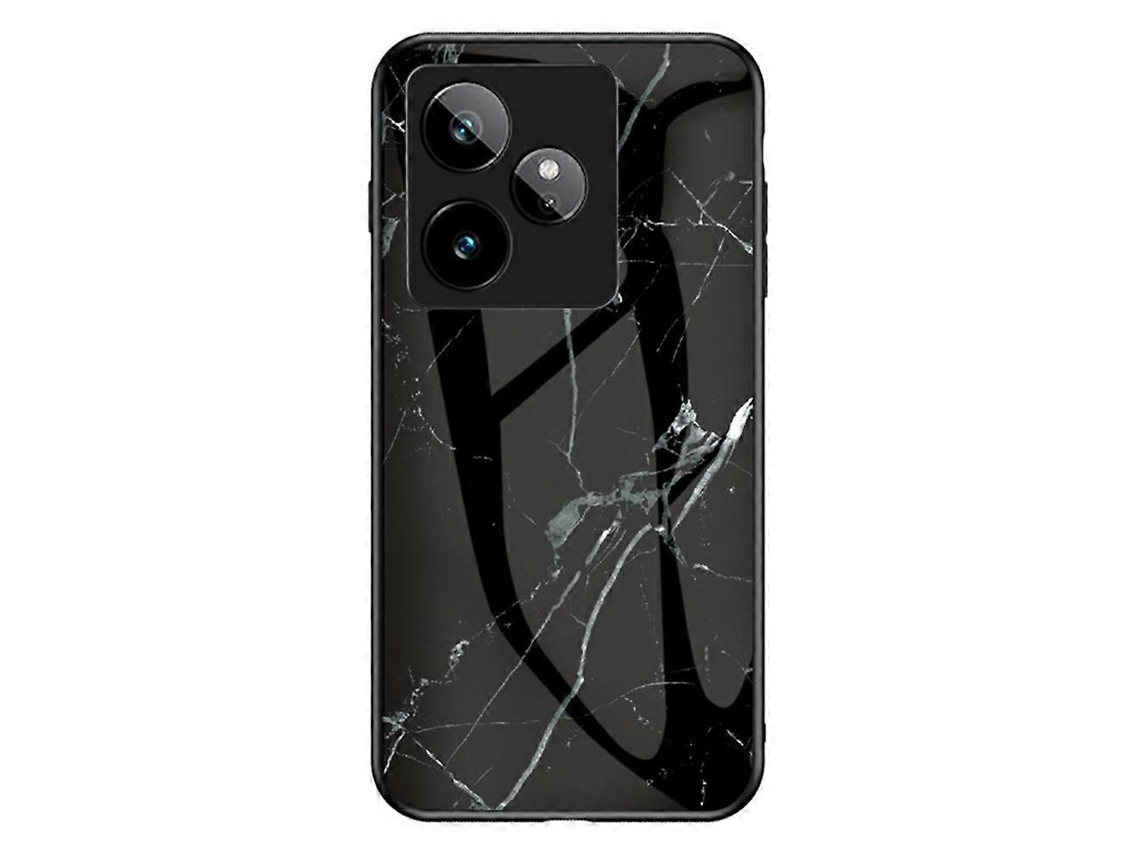 Capa Protetora Para Celular Realme Gt 7 5g Com Padrão De Mármore, Vidro Temperado Pc Tpu, Cor Preta, Mármore