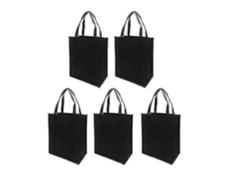 Conjunto de 5 Sacolas de Compras Dobráveis ​​e Reutilizáveis ​​em Tecido Não Tecido para Uso Externo Szrh A v GOKOCO (pretas, 30x25x10cm)