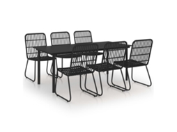 Dining Set, Dining Sets Vidaxl Preto Rattan / Vime (mesa Com 190 Cm De Comprimento)