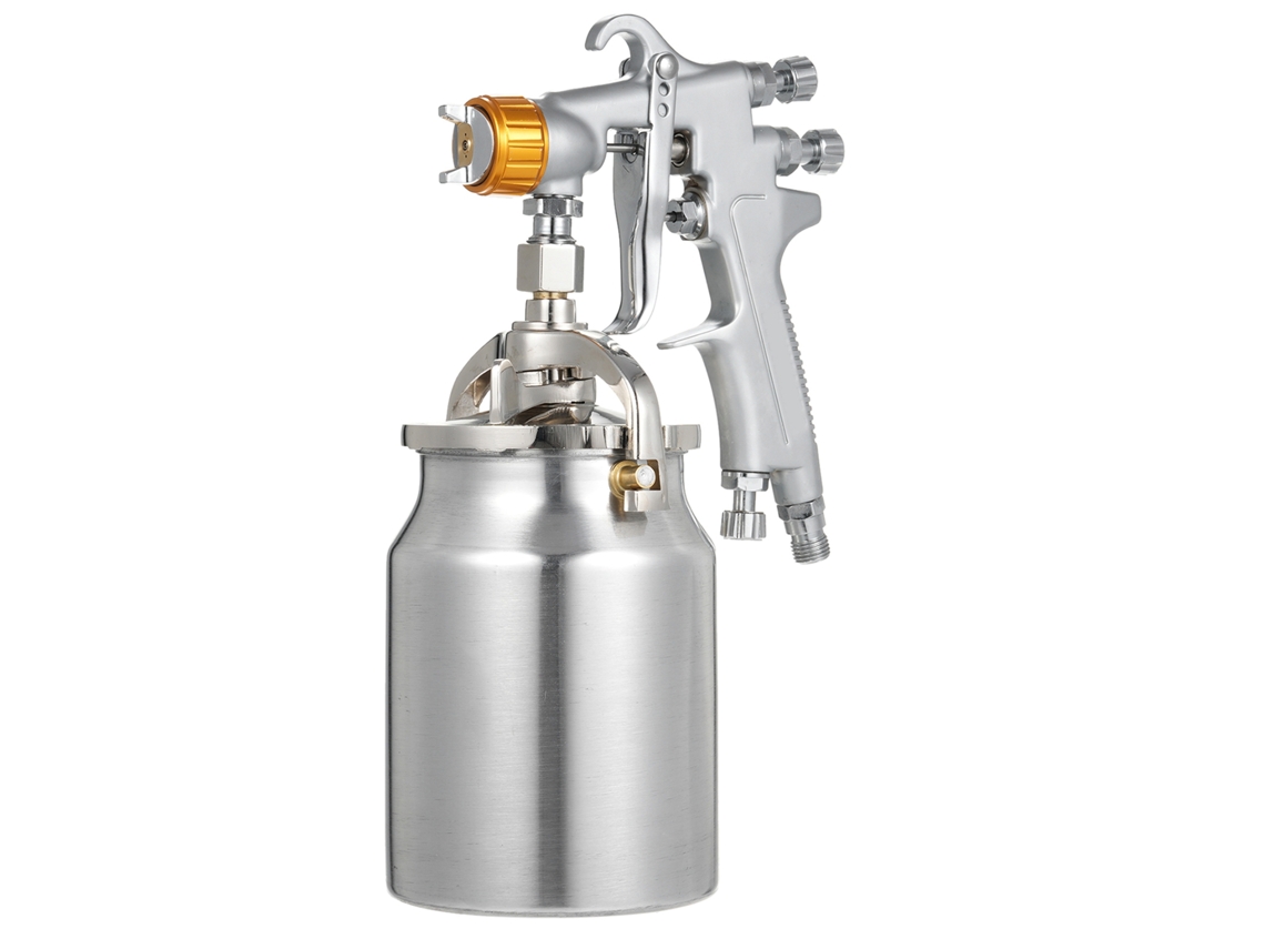 Pistola De Pintura Aérea Hvlp Com Válvula Ajustável E Copo 1000ml Para Parede Móvel