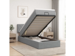 Vidaxl Cama Ottoman Com Colchão E Led Cinzento-claro 90 X 190 Cm