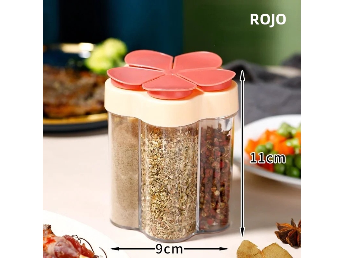 Conjunto de utensílios de cozinha, caixa para temperar, potes de plástico para condimentos, ideal para camping e atividades ao ar livre. MDUG (vermelho)