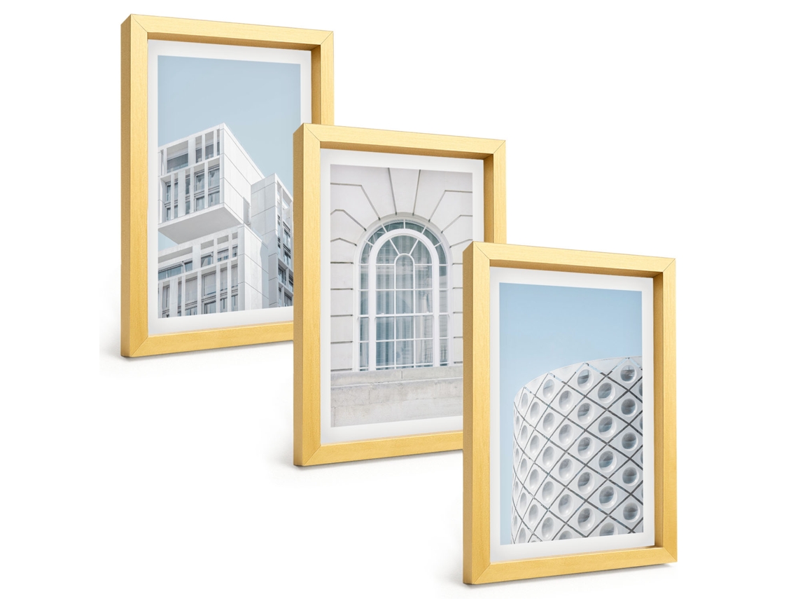 Composição De Quadros Arquitetura Moderna Geometria Espelharte (3 Peças 20x30 Cm)