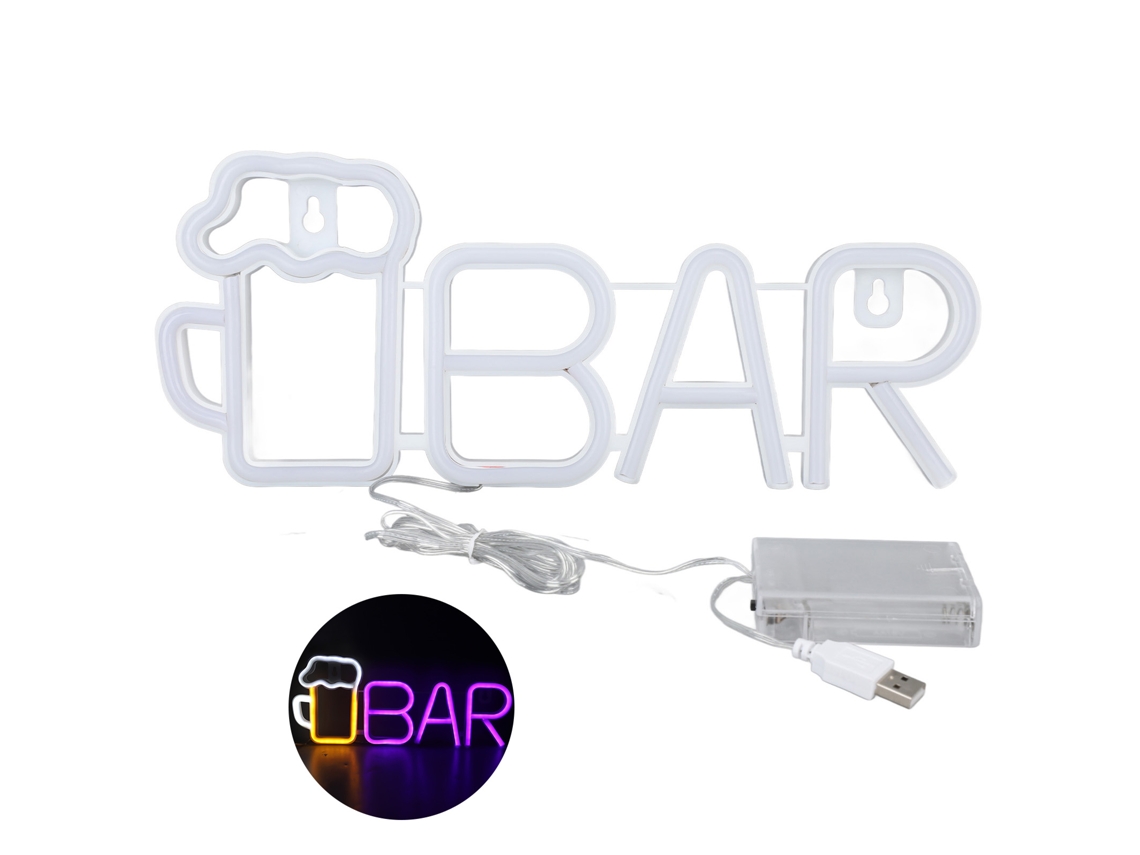 Letreiro de Neón Led Bar com Copo de Cerveja Usb/bateria Seguro para Festa Quarto | S/MARCA