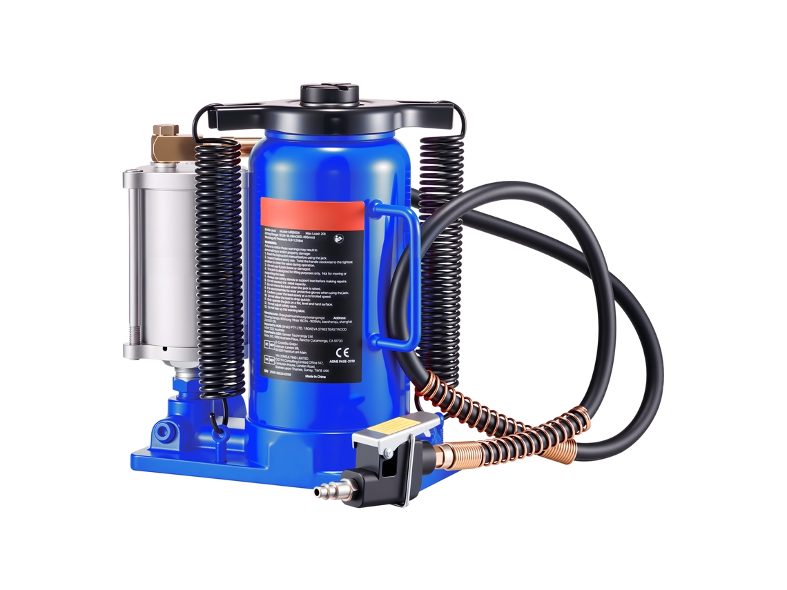 Macaco Hidráulico de Garrafa, Capacidade 20 T, Faixa Elevação 260 495 Mm, Pneumático/manual, Resistente, Soldado, com Bomba para Automóveis