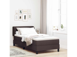 Vidaxl Cama Box Com Cabeceira Marrom Escuro 90 X 200 Cm Tecido