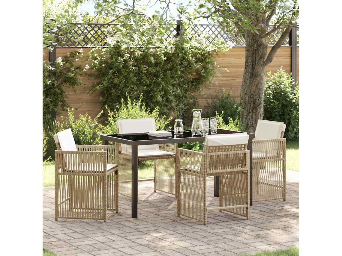 Vidaxl Conjunto de Jantar para Jardim 5 Pcs Bege Vime Pe