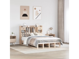Cama Com Estante Sem Colchão 140x190 Cm Pinho Maciço