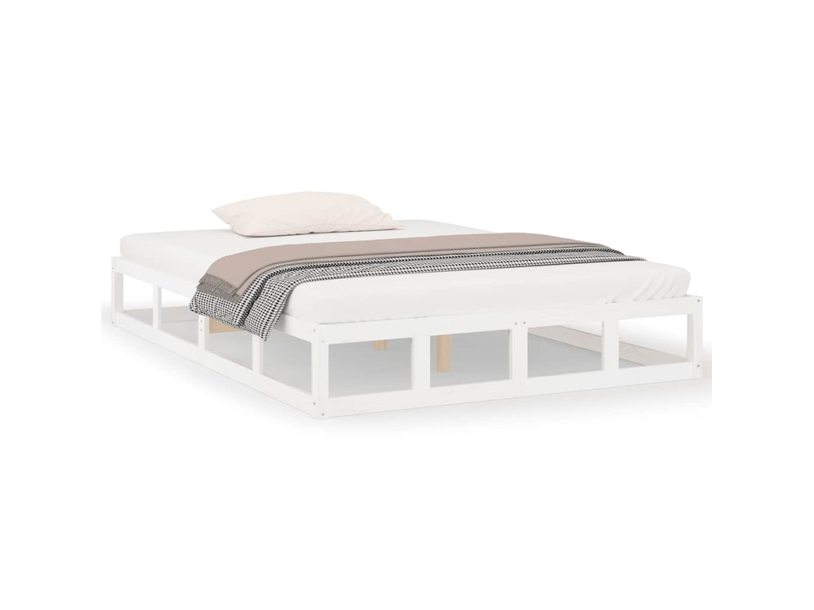 Estrutura de Cama 140x200 Madeira Maciça Branco MAISON EXCLUSIVE