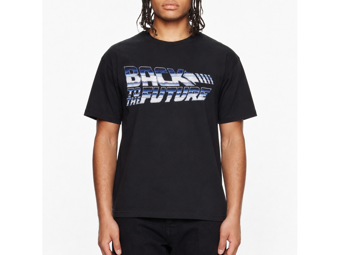 Rockinstone Back To The Future Movie Chrome To The Future Black Adult T-shirt Size:xxxl