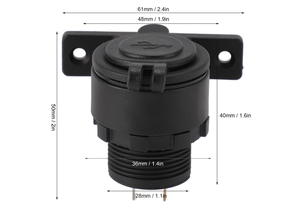 Carregador De Tomada Usb Duplo Com Indicador Led E Tampa À Prova D'água Dc5v 2.1a 1a Para Moto, Barco E Carro
