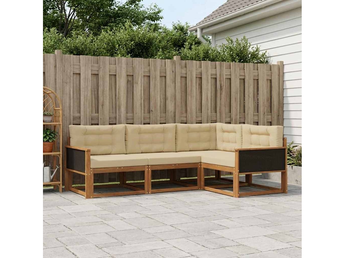 Vidaxl Conjunto De Sofás Para Exterior 4 Pcs Natural E Bege
