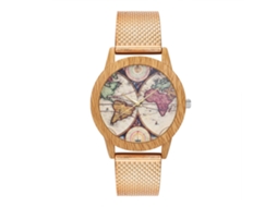 Relógio de pulso analógico de quartzo Zhoulianfa com pulseira de malha (ouro rosa)