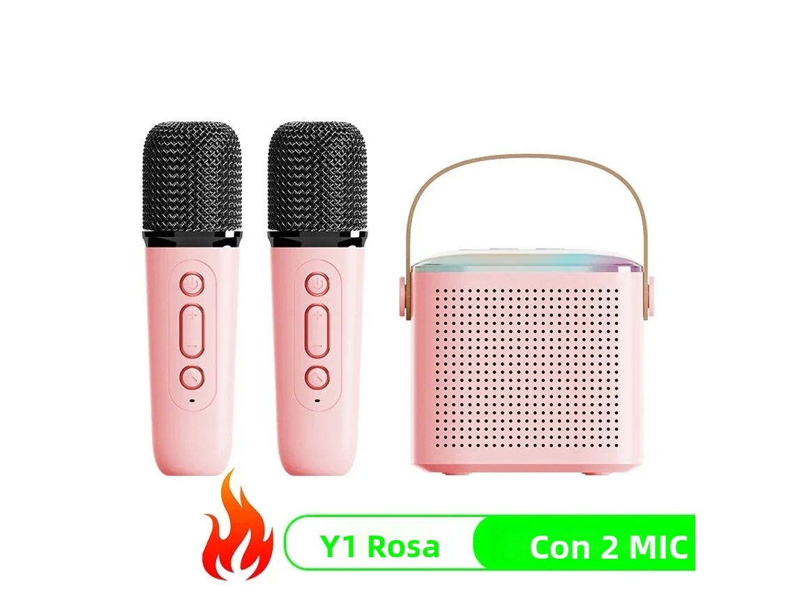 Conjunto Multifuncional de Alto falante Bluetooth Sem Fio Y1 MDUG (rosa + 2 Microfones)