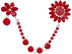 Broche De Lapela Com Corrente Flores E Strass Cristal
