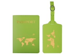 Conjunto De 2 Porta, Passaportes Com Etiqueta De Bagagem, Porta-passaporte E Conjunto Para Casais Em Casamentos, Festas E Viagens De Lua Mel(verde)