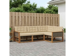 Vidaxl Conjunto De Sofás Para Exterior 4 Pcs Natural E Bege