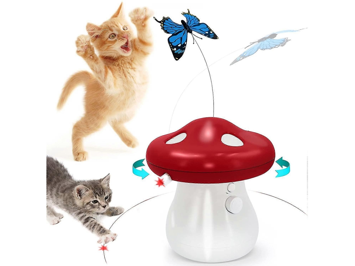 Brinquedo Interativo Para Gato 2-em-1: Brinquedo Automático Com Pena E Borboleta