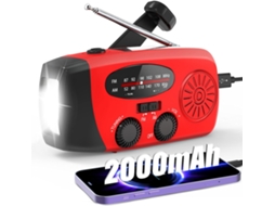 RÁDIO DE EMERGÊNCIA portátil, lanterna LED, solar, manivela, cinza AQUAFORGE