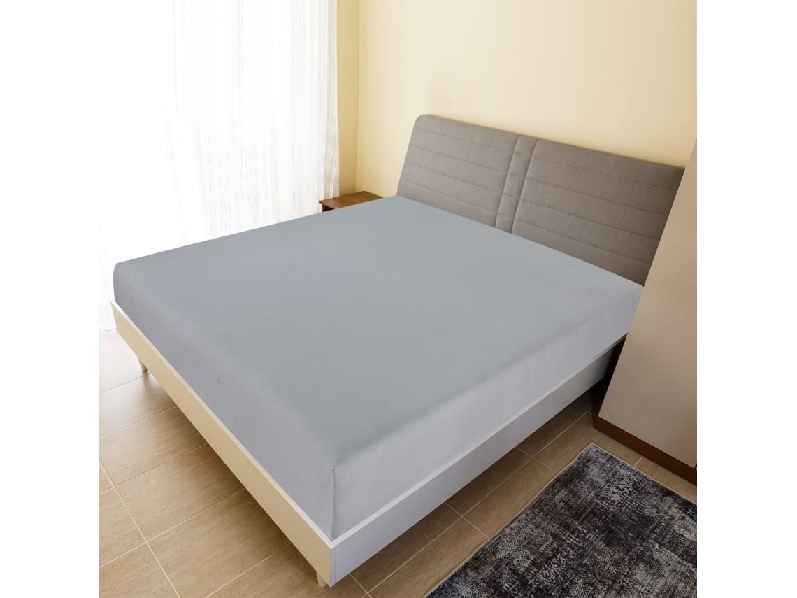 Vidaxl Lençol Ajustável 140x200 Cm Algodão Jersey Cinza