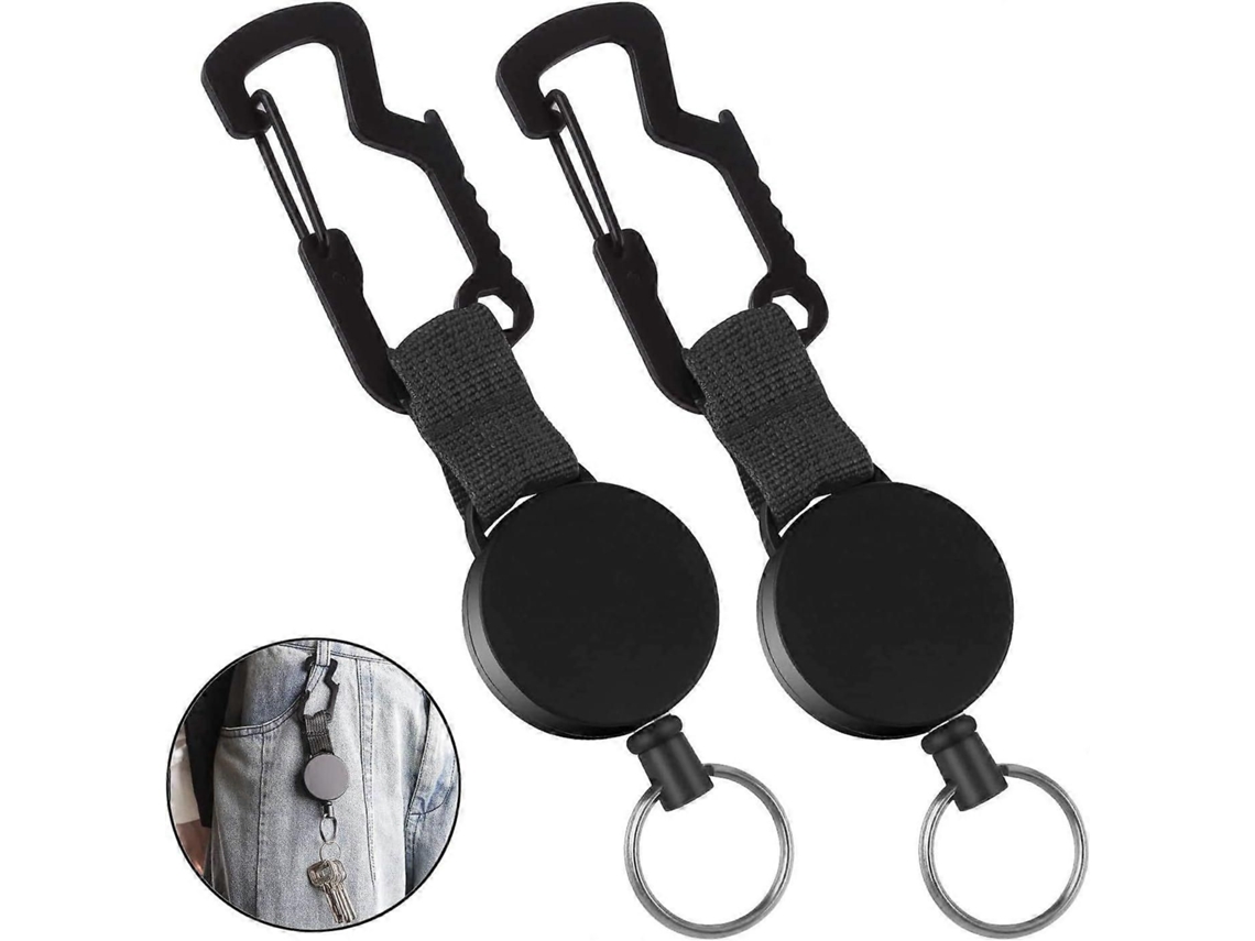 Chaveiro Retrátil De Duas Peças, Porta-crachá Resistente Com Clipe Para Cinto, Cabo De Aço E Argola Para Chaves, Capa De Chave Multifuncional Com