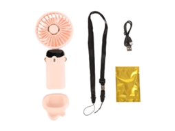 Ventilador Portátil Dobrável Usb Recarregável LAXISCREED com Display Digital, Pescoço, Cordão e Uso Escritório Ou Outdoor Pink