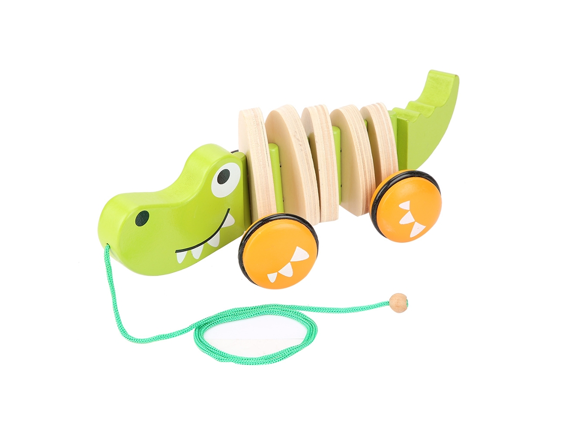 Ats brinquedo de Madeira com Corda para Crianças Pequenas Crocodilo Walk a Long Brinquedo de Arrasto