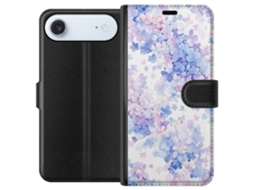 Capa Carteira Compatível Com Apple Iphone Air. Estampa Floral Delicada Em Tons Pastel De Azul, Rosa E Roxo, Ilustração Suave E Romântica.