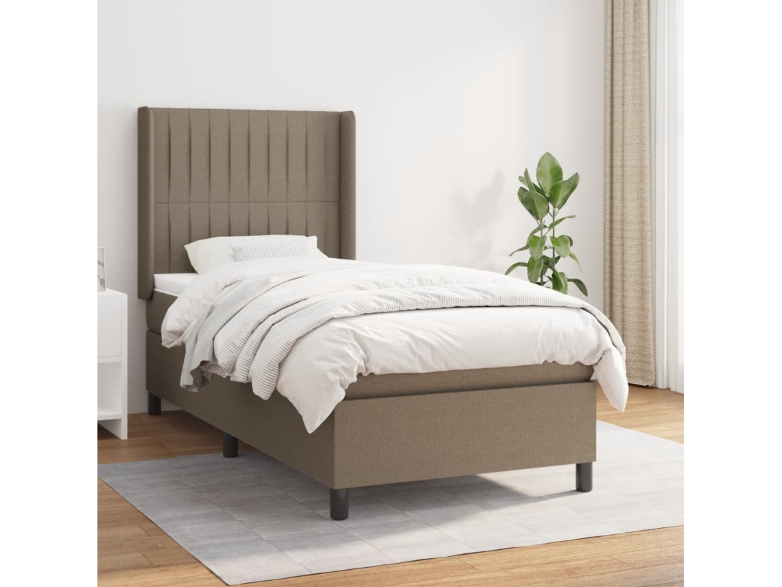 Vidaxl Cama Com Molas/colchão 80x200 Cm Tecido Castanho-acinzentado