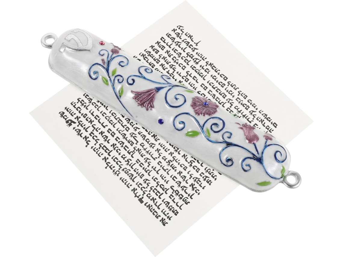 Estojo Mezuzá Zinco Pintado Pergaminho Kosher Decoração Robusta Entrada Festividades Judaicas Tradicionais GOKOCO