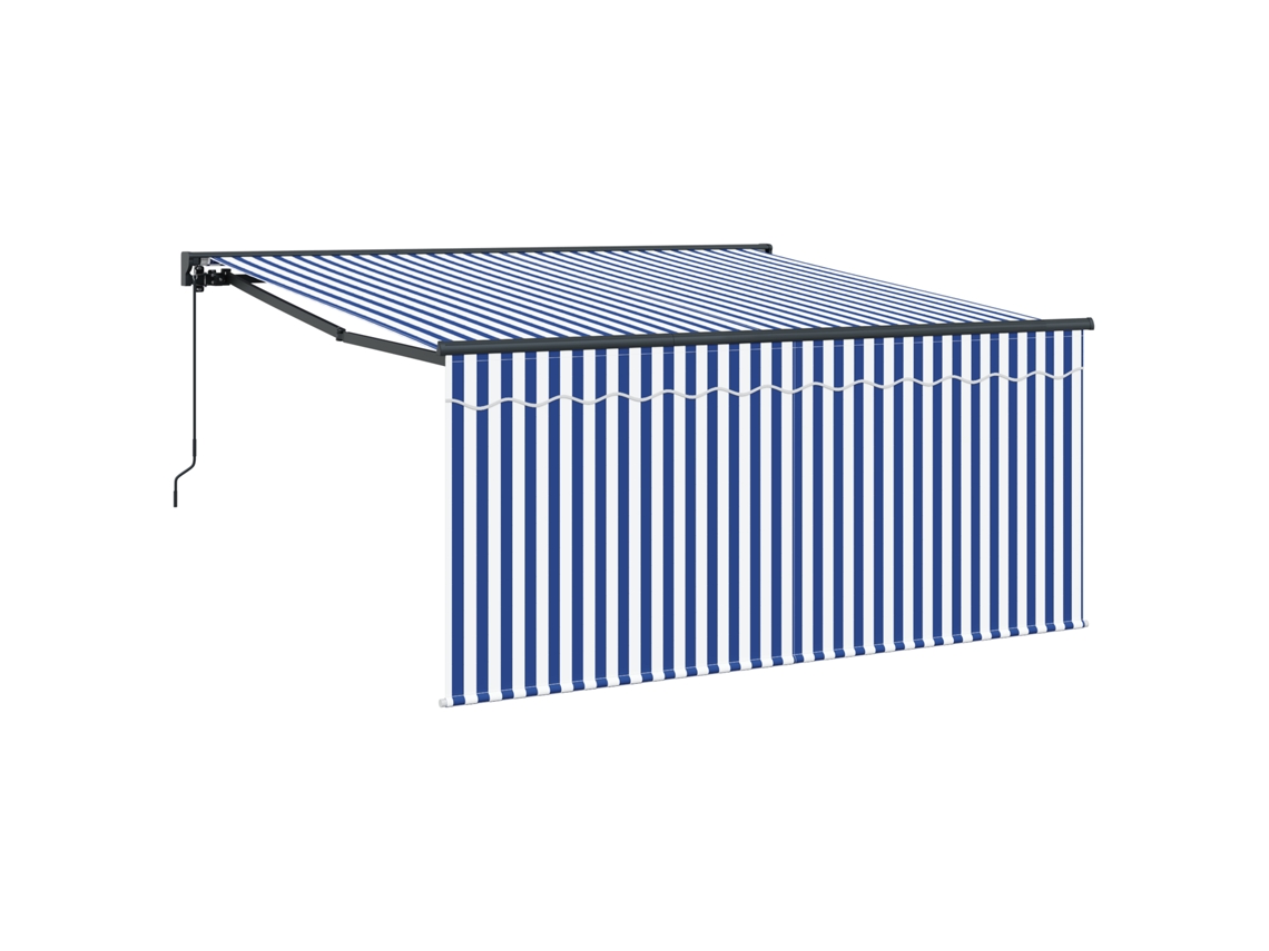 Conjunto 1 Toldo Retrátil Vidaxl Azul Poliéster (300 X 250 Cm)