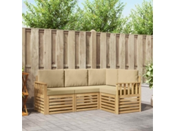 Vidaxl Conjunto De Sofás Para Exterior 4 Unid. Branco E Bege Poliéster