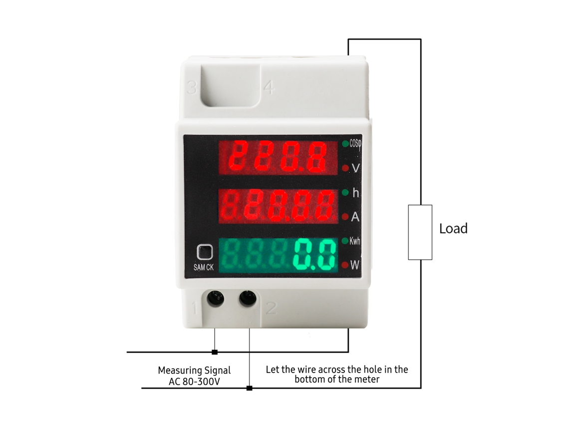 Medidor De Energia Digital Ac80-300v 100a Multifuncional Kwh Voltmeter Amperímetro Tester Fator De Potência