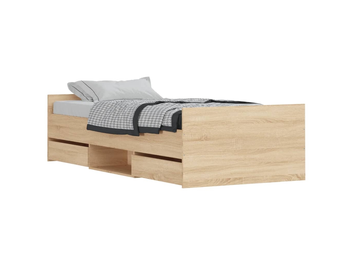 Bed Frame, Bed Frames Vidaxl Marrom Madeira Processada (90 X 200 Cm)