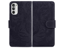 Capa De Couro Com Aba Horizontal E Estampa De Tigre Para Motorola Moto G62 5g