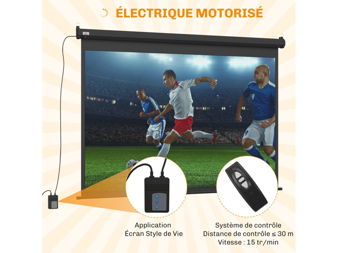 Projetor De Vídeo Motorizado E Elétrico De 84 Polegadas, 4:3 4k Hd, Painel De Controle E Controle Remoto