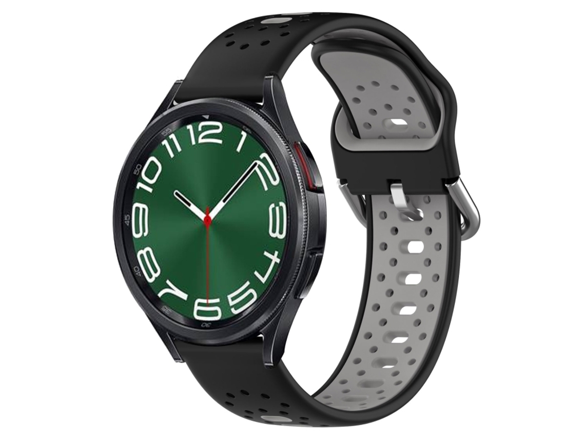 Bracelete para Samsung Galaxy Watch 6 Classic Silicone Respirável Duas Cores Preto + Cinza XIAOMOYU