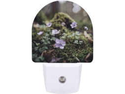 Luminárias de parede com plugue, pequenas luminárias noturnas com estampa de Anêmona Roxa, luminárias noturnas