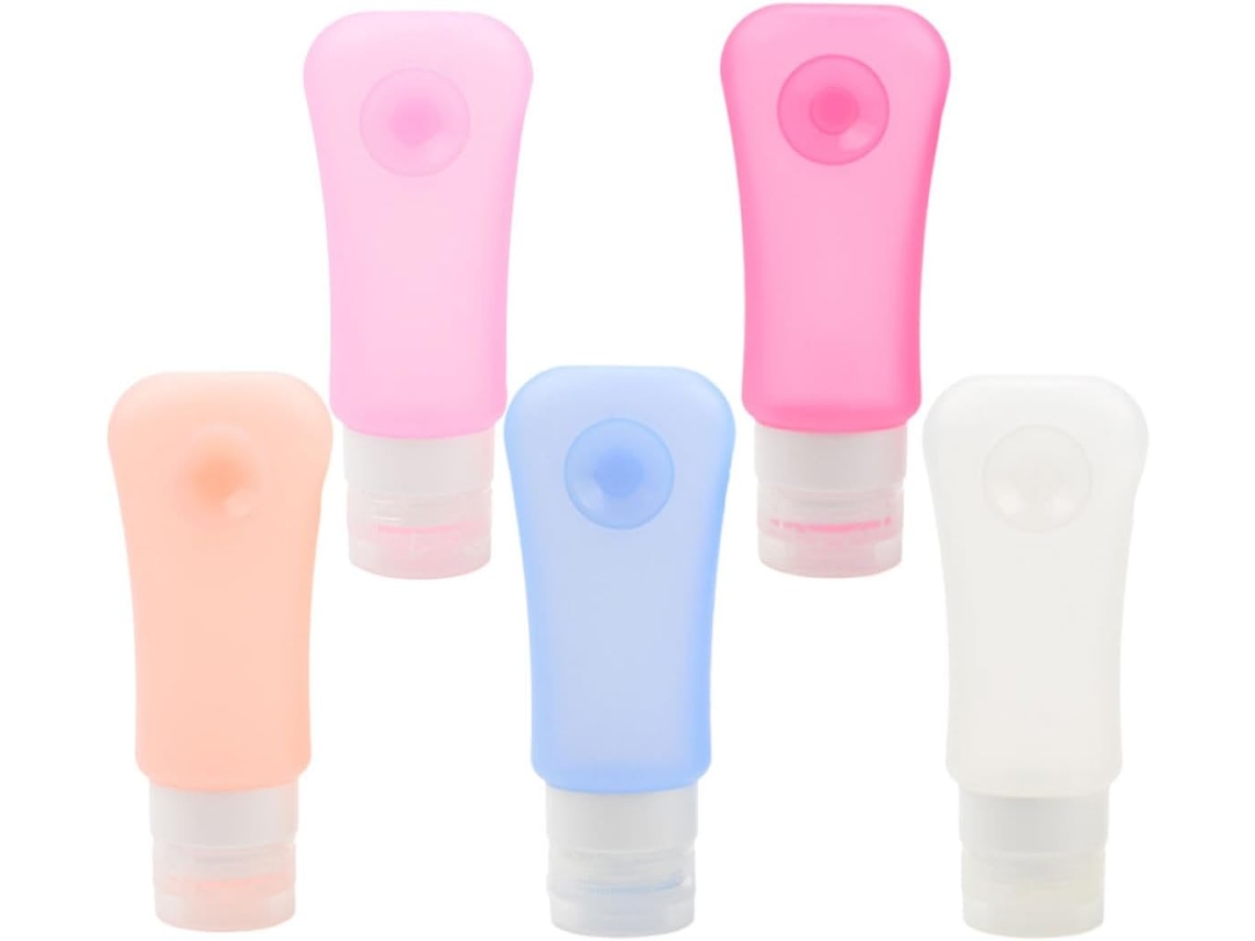 Ciieeo Com 5 Frascos De Silicone De 89ml Com Bomba De Rosca E Ventosa Para Maquiagem E Cuidados Com A Pele.