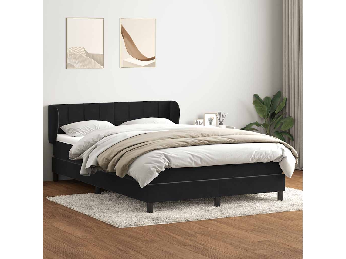 Vidaxl Cama Com Molas/colchão 160x210 Cm Veludo Preto