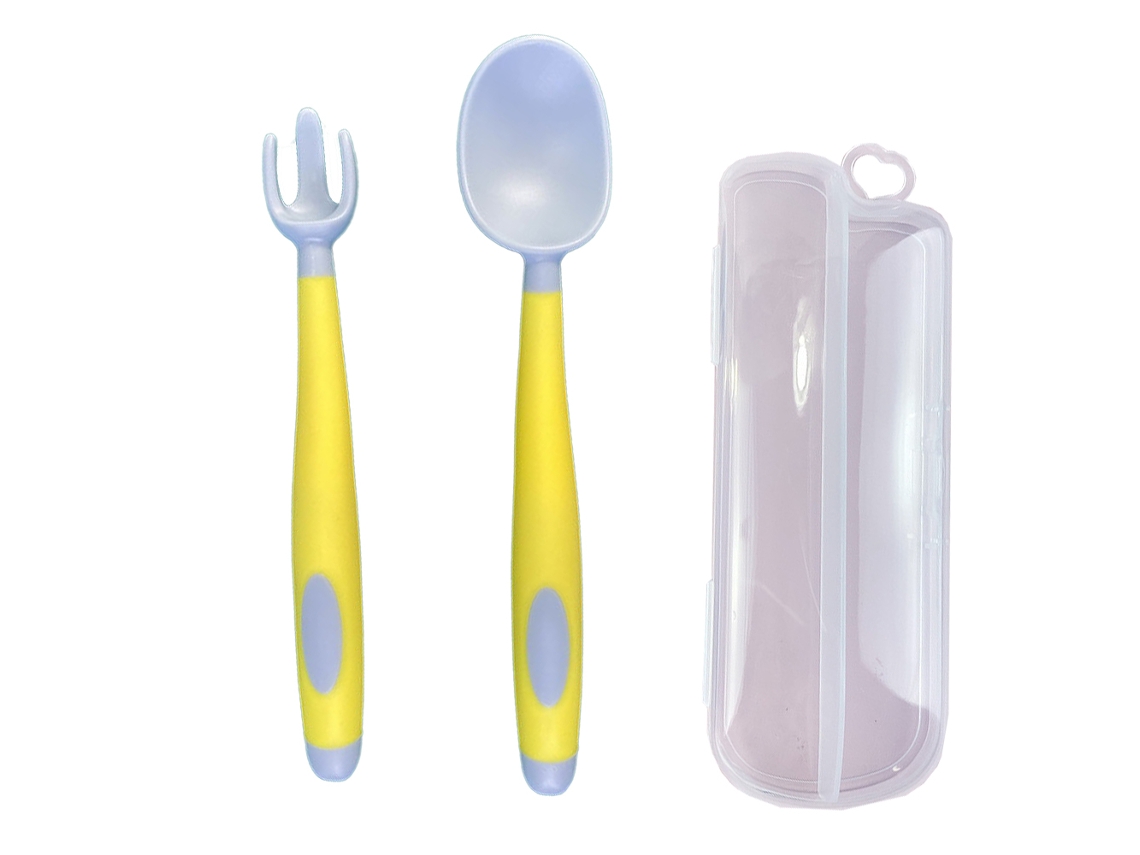Conjunto de Utensílios para Bebês Colher e Garfo com Estojo de Viagem Resistente e Flexível NEVEANCE