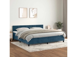 Vidaxl Cama Com Molas/colchão 200x200 Cm Veludo Azul-escuro