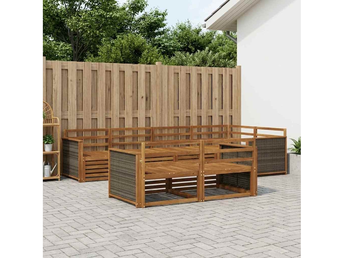 Vidaxl Conjunto De Sofás Para Exterior 7 Pcs Natural