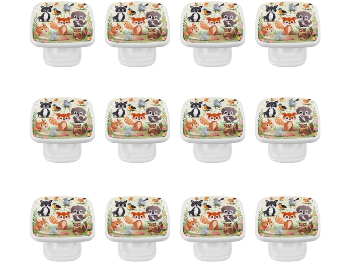 Puxadores Quadrados Para Armários De Cozinha, Puxadores Para Gavetas De Cômoda, 12 Peças, Animais Fofos E Delicados