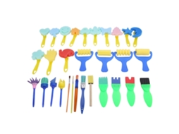 Primerox kit de Ferramentas de Pintura para Crianças com Pincéis de Esponja e Carimbos