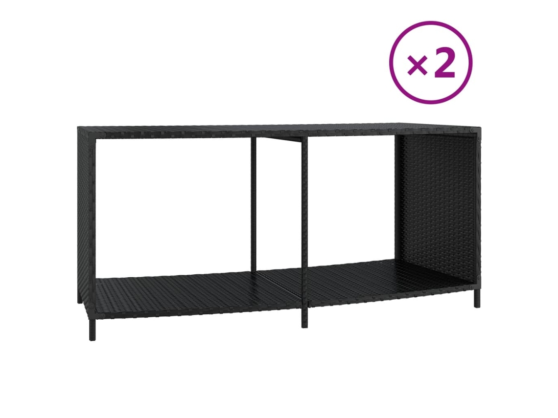 Prateleiras de Arrumação 2 Pcs Vime Pe Preto MAISON EXCLUSIVE