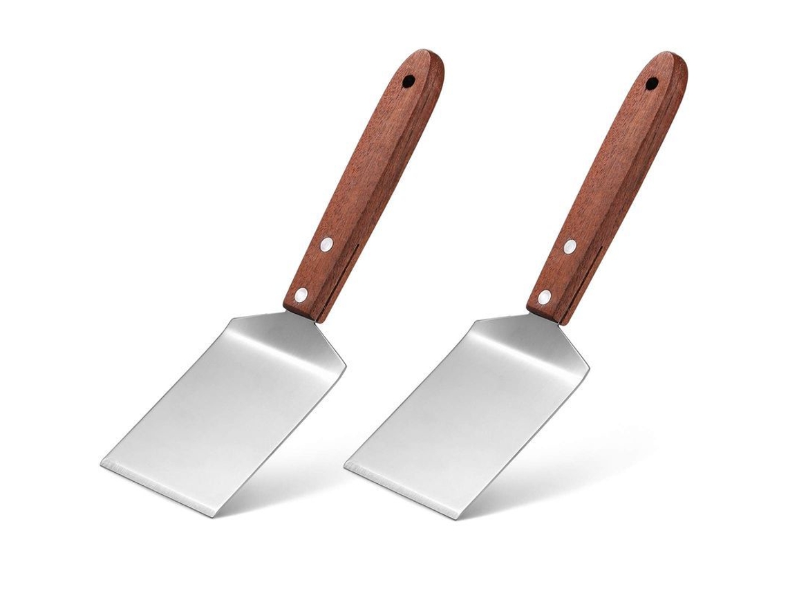 2026 2 Espátulas de Acero Inoxidable para Brownies, Galletas Y Postres Con Mango de Madera
