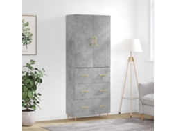 Aparador | Armário Alto 69,5x34x180 Cm Derivados De Madeira Cinza Cimento