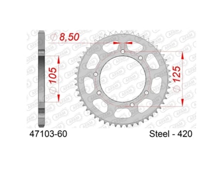 Roda Dentada Traseira de Aço para Motociclos AFAM 420 60 Dents