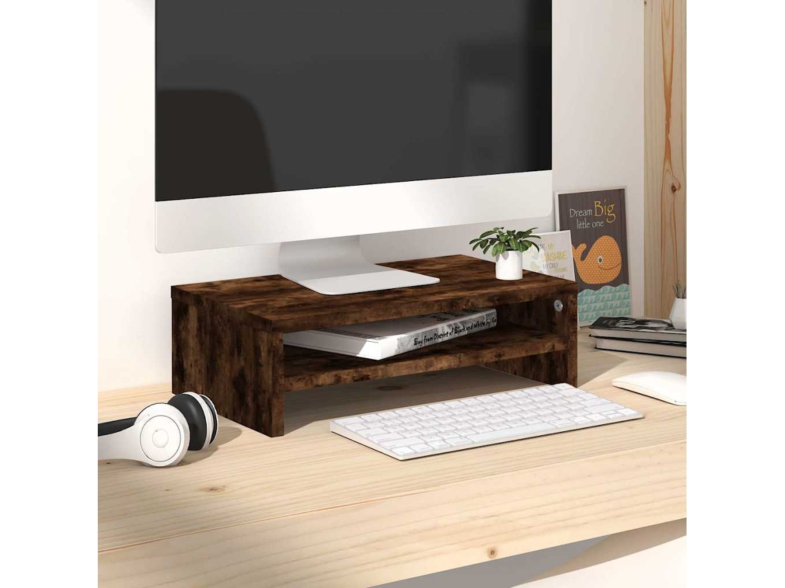 Vidaxl Suporte Monitor 42x24x13cm Derivados De Madeira Carvalho Fumado